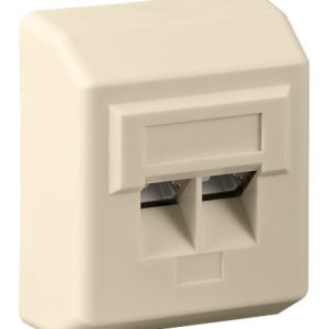 CAT 5e Aufputzdose 2 x RJ 45. geschirmt. beige