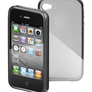 Tasche Hartsilikon. Kreise schwarz für iPhone 4