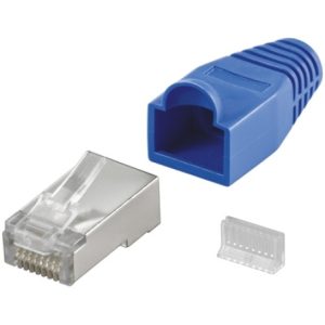 Modularstecker RJ45 geschirmt. Knickschutz. blau