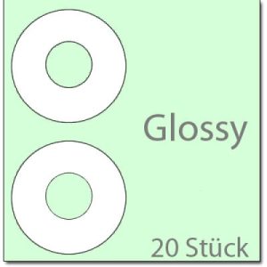 CD-Labels. Glossy. 20 Stück-Packung. 41mm Innendurchmesser