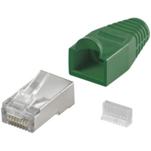 Modularstecker RJ45 geschirmt. Knickschutz. grün