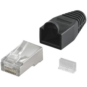 Modularstecker RJ45 geschirmt. Knickschutz. schwarz
