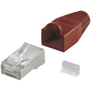 Modularstecker RJ45 geschirmt. Knickschutz. rot