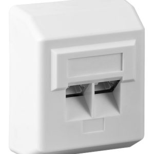 CAT 5e Aufputzdose 2 x RJ 45. geschirmt. weiss