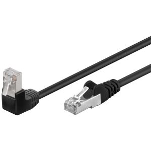 Patchkabel Cat5e. F/UTP. 15m. schwarz. 1x 90° gewinkelt