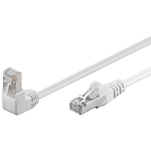 Patchkabel Cat5e. F/UTP. 15m. weiß. 1x 90° gewinkelt
