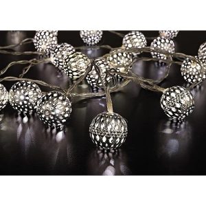 Lichterkette 20 LED große silber Kugeln 4.5m warmweiß