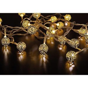 Lichterkette 20 LED goldene Kugeln klein 4.5m warmweiß