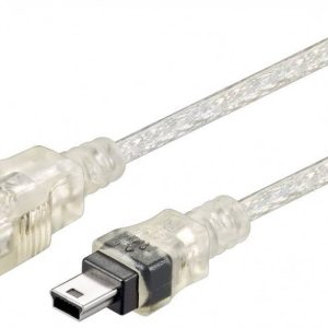 USB MINI-B 5 pin. Transparent. 1m