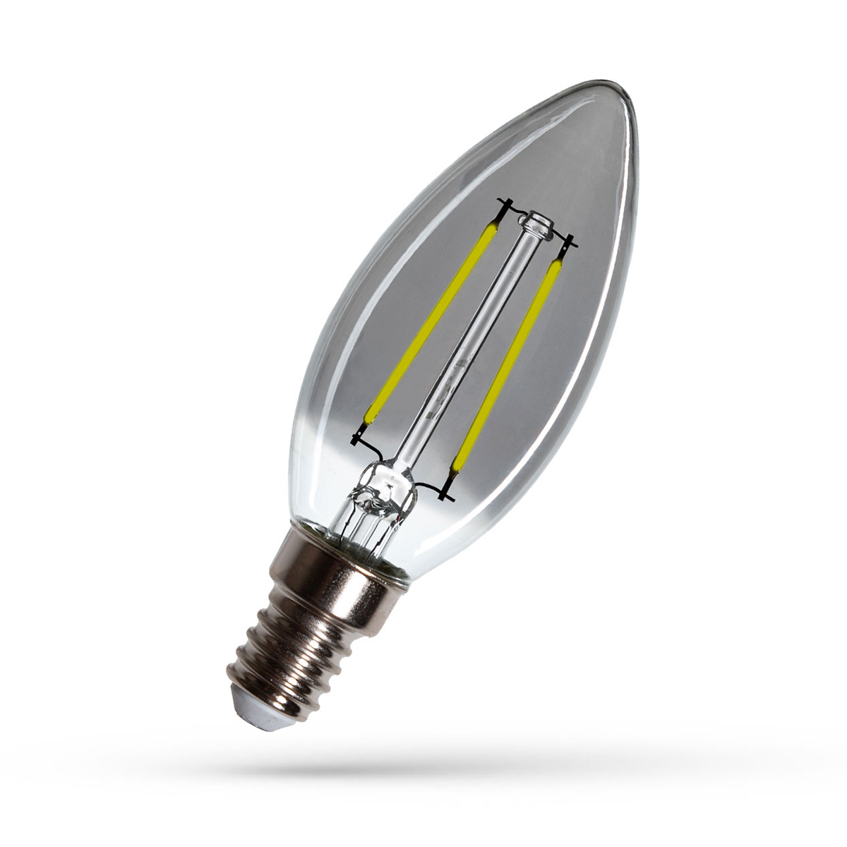 LED Kerze E14. 2.5W Filament. neutralweiß graues Glas