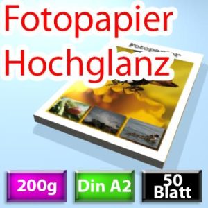 Foto-Papier DIN A2. 200g. glossy. 50 Blatt