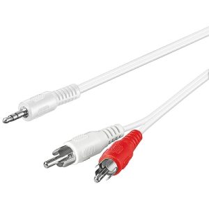 Klinke 3.5 mm stereo Stecker – 2 x Cinchstecker. 5.0 m. weiß