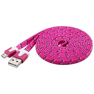 USB-A- Stecker > micro B- Stecker. 2m – Textil-pink