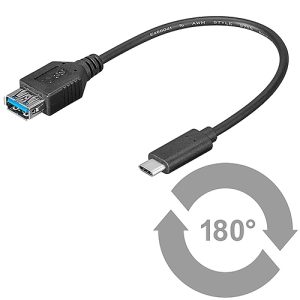 USB 3.1 Kabel. Typ A-Buchse – C-Stecker. 0.20m Länge