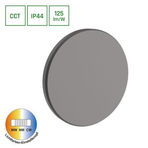 Wandleuchte PIATTA – 9W 1125lm CCT IP44 grau