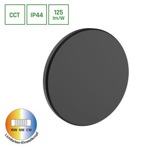 Wandleuchte PIATTA – 9W 1125lm CCT IP44 schwarz