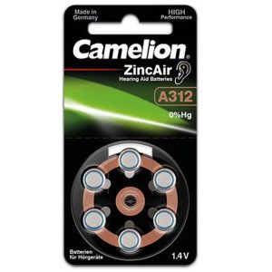 Hörgerätebatterie ZincAir / Camelion 6 Stück A312