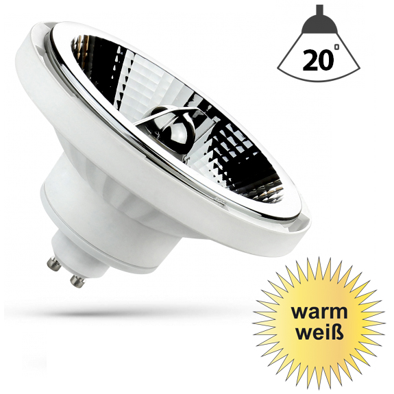 LED AR111 Spot-Strahler GU10 Sockel 12W warmweiß. Weiß