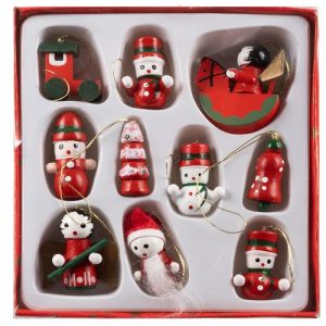 10 Weihnachtsbaumschmuck-Holzanhänger