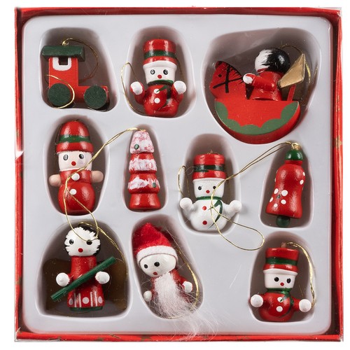 10 Weihnachtsbaumschmuck-Holzanhänger
