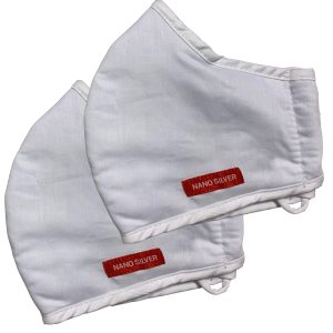 2 Baumwoll-Masken Nanosilber. waschbar. weiss