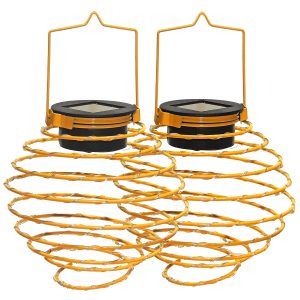 LED Solar Spiral-Laterne gelb im 2er Set
