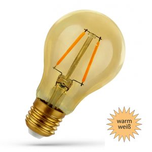 LED Birne E27 5W Filament. warmweiß gold