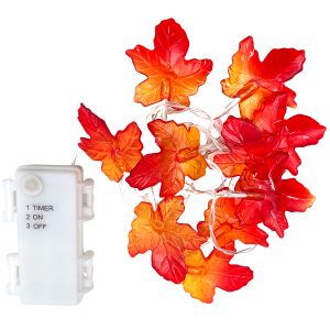 Lichterkette Blätter 10 LED 1.2m warmweiß Timer