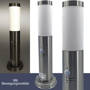 Edelstahl Wegeleuchte Pollerleuchte 45cm Bewegungsmelder