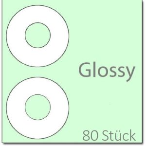 CD-Labels. Glossy. 80 Stück-Packung. 41mm Innendurchmesser