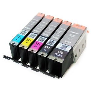 Original Canon Startset 5 Patronen Nr. 570/571. PGI-570/CLI-571