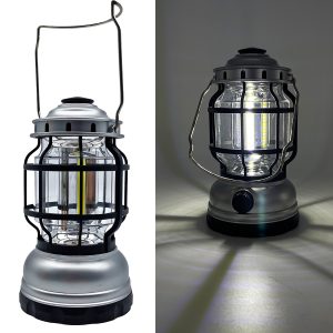 Camping-Laterne dimmbar Silber. COB-LED