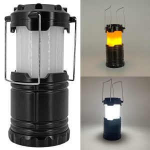 Campinglaterne Flammeneffekt 2 Leuchtmodi. schwarz