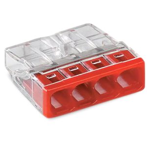 Wago 4er Verbindungsklemme für eindrähtige Leiter 2.5mm² rot