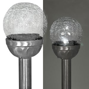 Solarlampe „CrushedGlass“. Kugel-Ø 8cm. weißes Licht