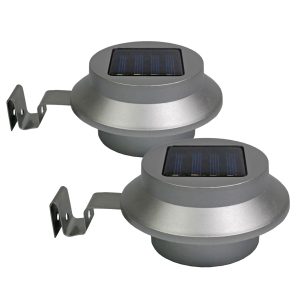 Solar Dachrinnenleuchte silbergrau im 2er-Set