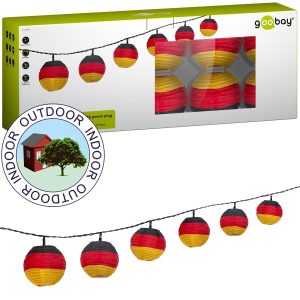 Lichterkette 10 LED schwarz-rot-gold 5.2m warmweiß