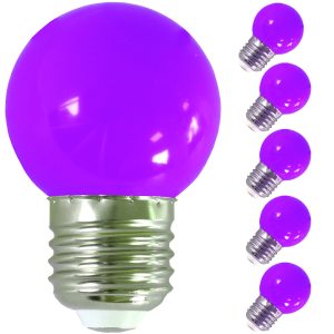 LED Birne für Lichterkette E27. 5er Set Licht lila