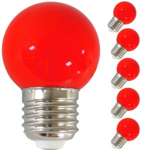 LED Birne für Lichterkette E27. 5er Set Licht rot