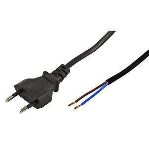Euro Netzkabel mit offenem Ende 2.5m. 2x 0.75mm² schwarz