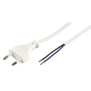 Euro Netzkabel mit offenem Ende 5m. 2x 0.75mm² weiß