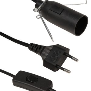 Netzkabel mit Schnurschalter. Eurostecker-E14. schwarz