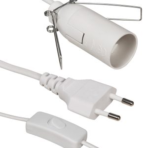 Netzkabel mit Schnurschalter. Eurostecker-E14. weiß