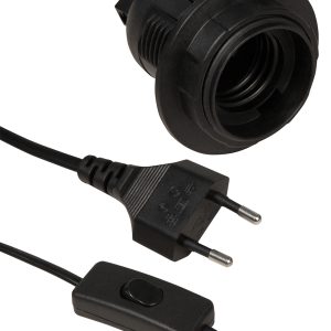 Netzkabel mit Schnurschalter. Eurostecker-E27. schwarz