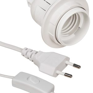 Netzkabel mit Schnurschalter. Eurostecker-E27. weiß
