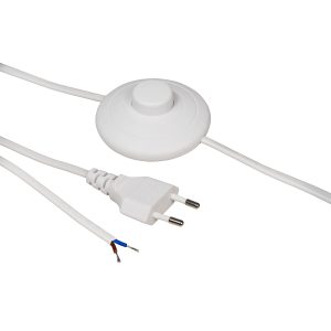 Netzkabel mit Fußschalter. Eurostecker. weiß