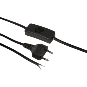 Netzkabel mit Schnurschalter. Eurostecker. schwarz