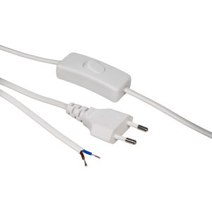 Netzkabel mit Schnurschalter. Eurostecker. weiß