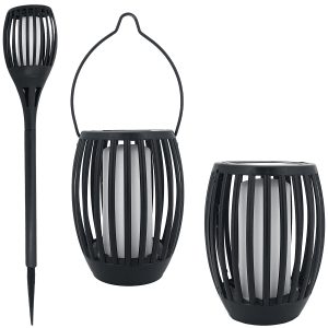 Solar Gartenfackel 3in1 mit bewegtem LED-Licht. 58cm Höhe