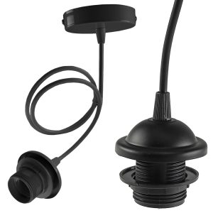 E27 Fassung für Lampenschirme. 80cm Kabel schwarz